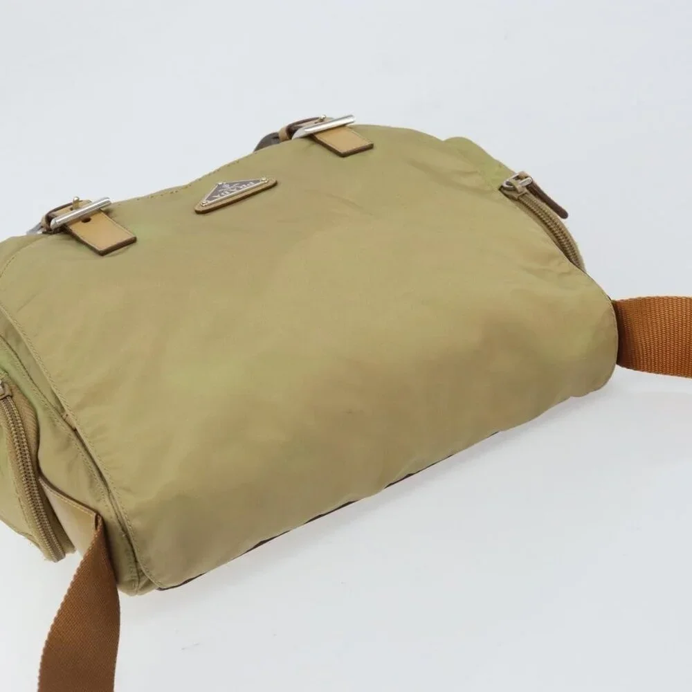 Authentic PRADA Shoulder Bag Nylon Beige Silver - Picture 13 of 16
